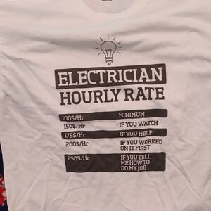 Gildan White Tee with Black Electrician Graphic